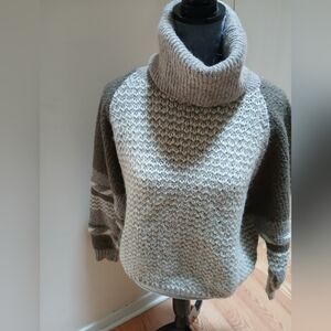 Lyle & Scott Gray and Brown Cowl Neck Sweater Sz: L